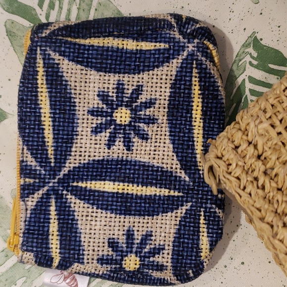 Wristlet and Coin Purse -  Woven Paper - Beachy Coastal / Tiki - NWOT - Picture 5 of 11